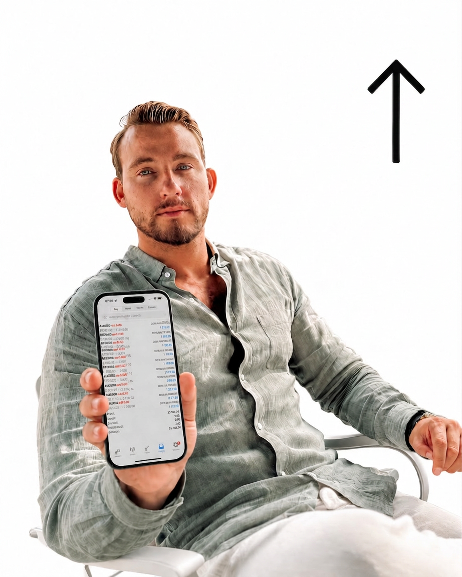 Trader holding phone