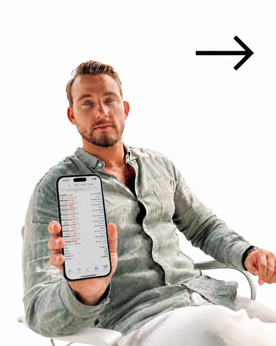 Trader holding phone