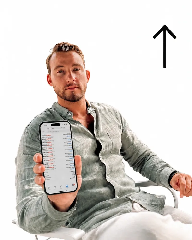 Trader holding phone
